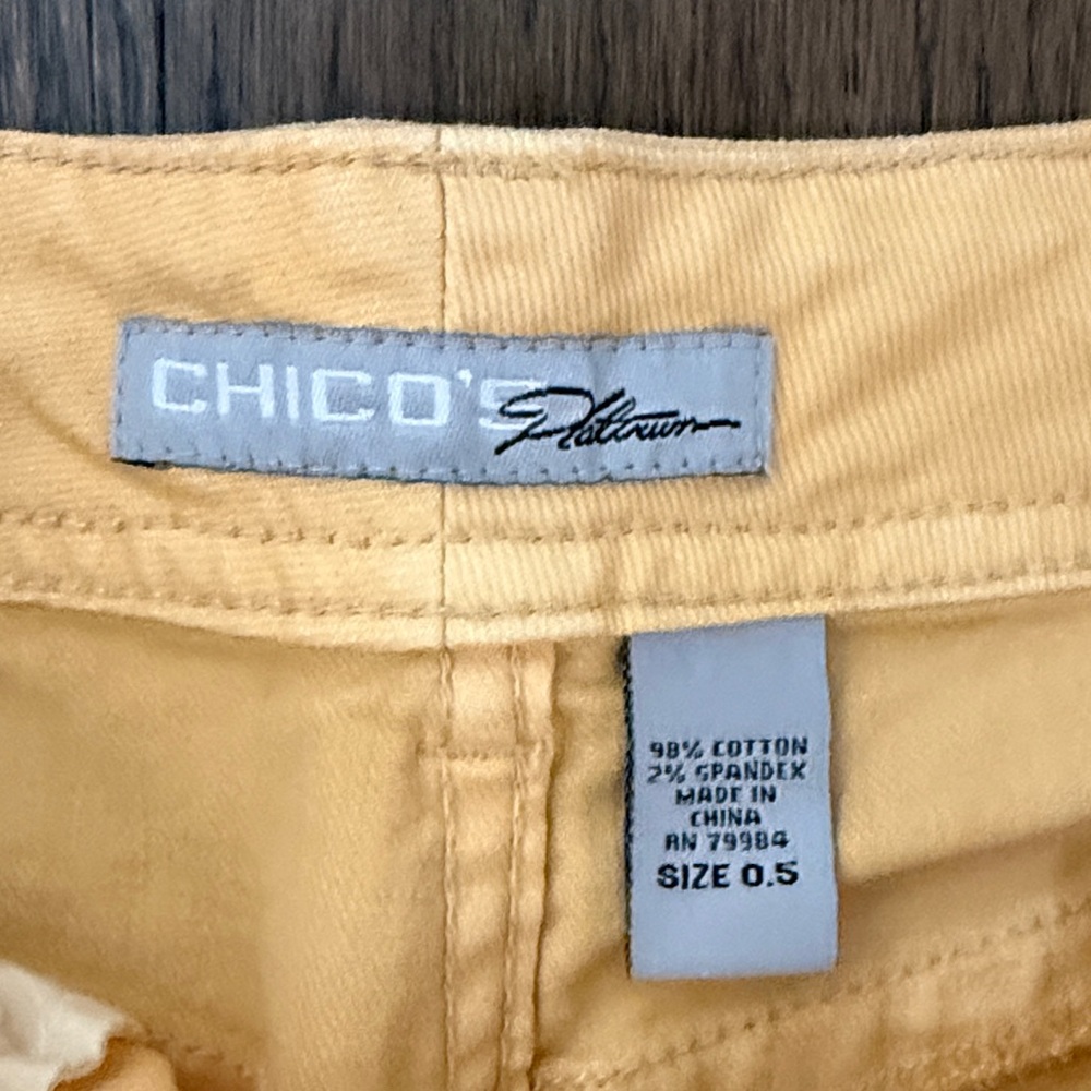 Chico's Platinum Adriann Mustard Yellow Ankle Jeans sz 0.5= 6 - Picture 2 of 12